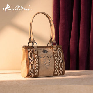 Montana West Cut-Out Embroidered Concealed Carry Tote and Wallet Set