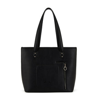 Black Montana West Pumpkin Floral Halloween Tote & Wallet Set with front pocket and silver zipper.