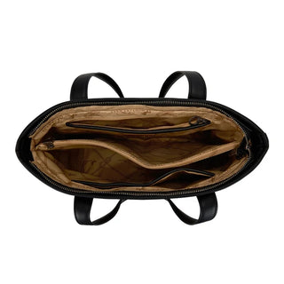 Top-down view of the open Montana West Pumpkin Halloween 3pc Set tote bag, showing its multiple compartments.