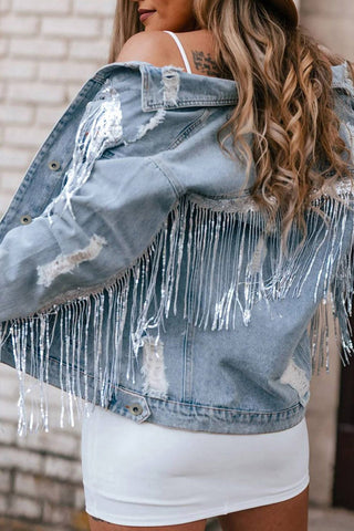 Neon Moon Sequin Denim Jacket