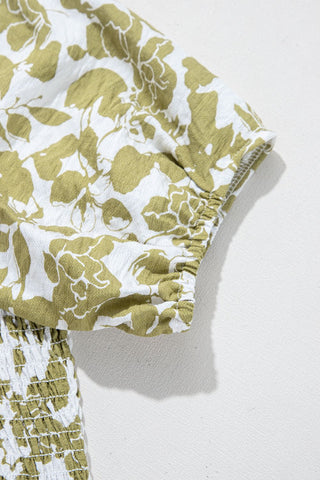 Olive Blossom Smocked Dress