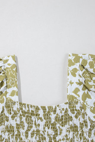 Olive Blossom Smocked Dress