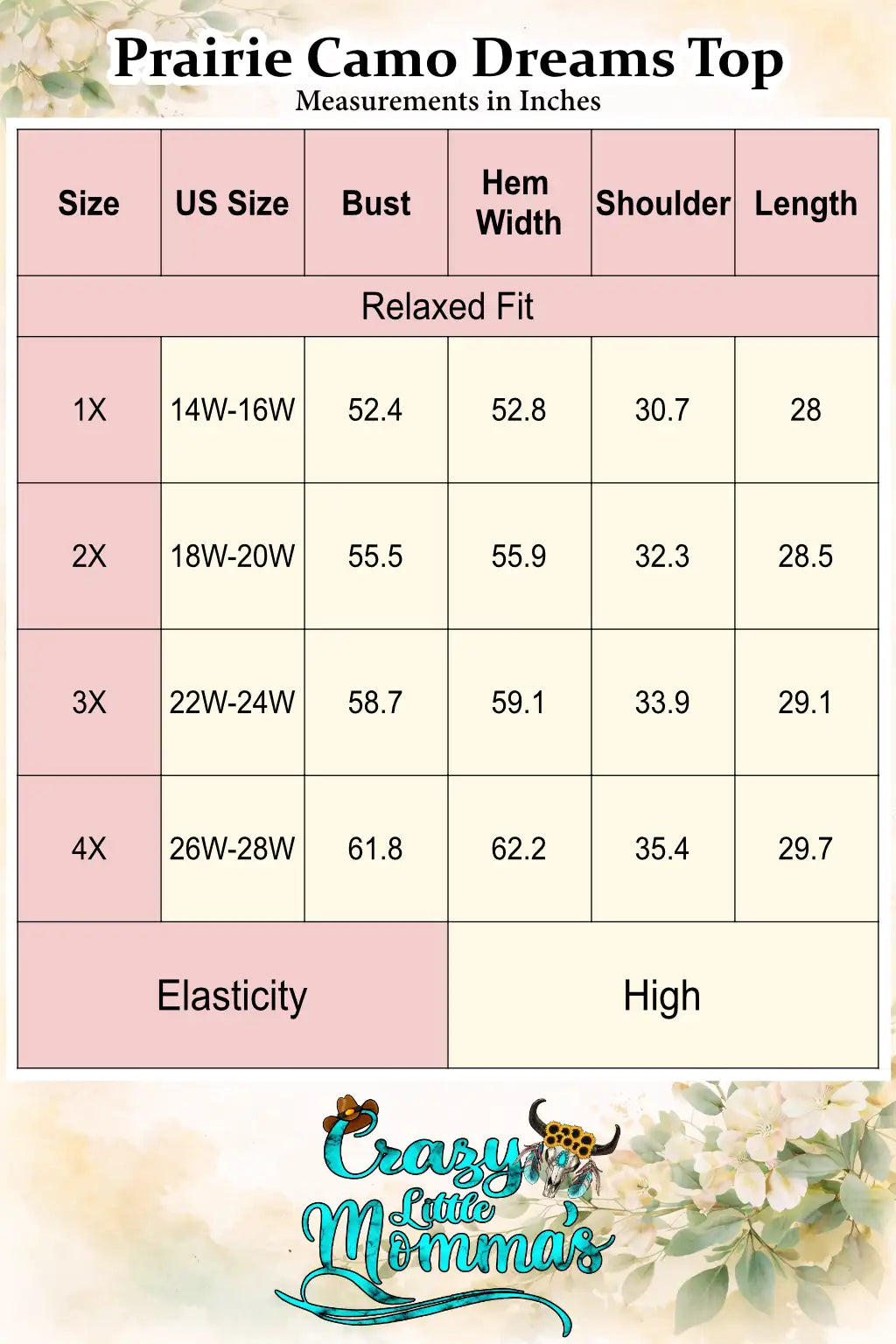 Size chart