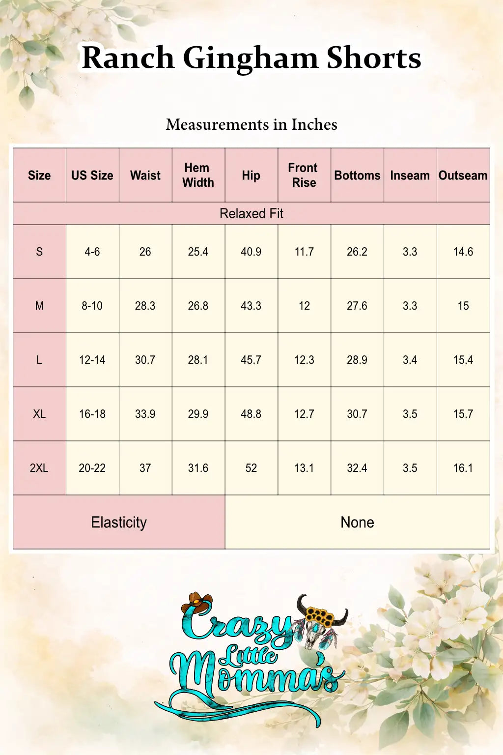Size chart
