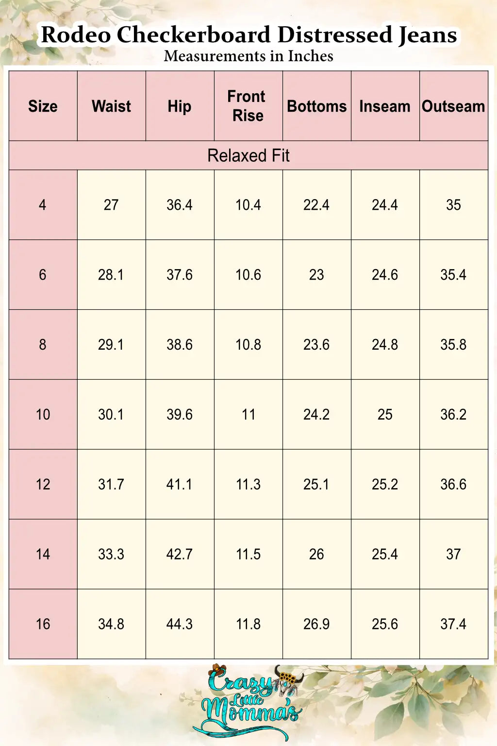 Size chart