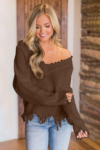A different pose in Rodeo Nights Frayed V-Neck