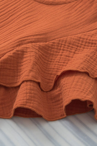 Rust Ridge Ruffle Sleeve Top