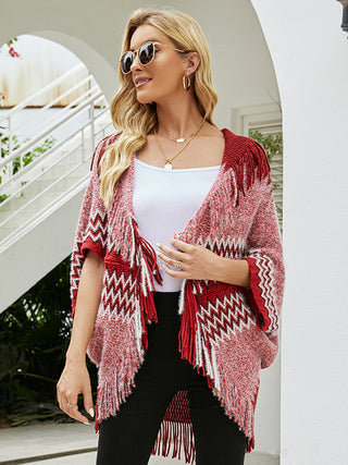 Women wearing the Rustic Range Fringe Cardigan