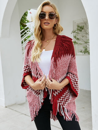 A look at the front of the Rustic Range Fringe Cardigan
