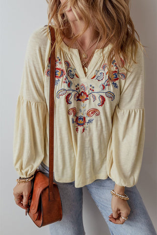 Saddle Rose Embroidered Blouse
