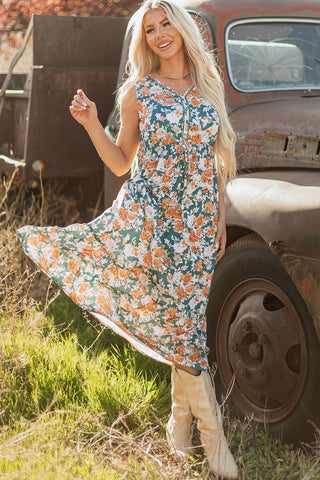 Sagebrush Bloom Tiered Midi Dress