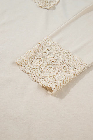 Sandstone Lace Trim Blouse