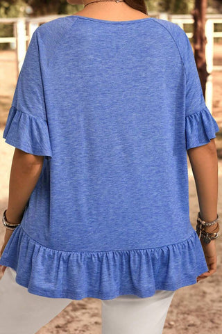 Sapphire Sunrise Plus Ruffle Top