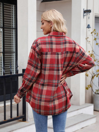 Back of Red Southern Pines Plaid Shirt
