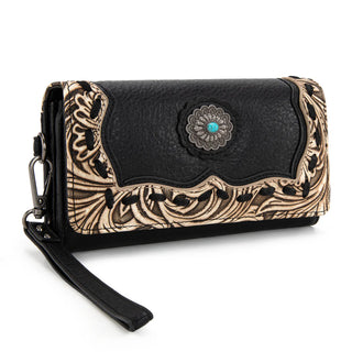 Trinity Ranch Black Concho Tote and Wallet Set