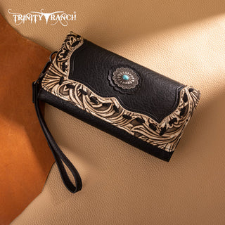 Trinity Ranch Black Concho Tote and Wallet Set