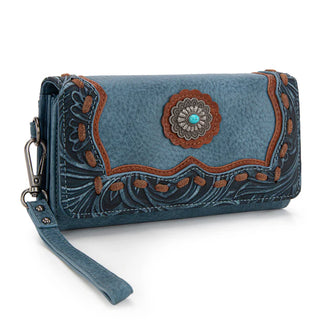 Trinity Ranch Blue Concho Tote and Wallet Set