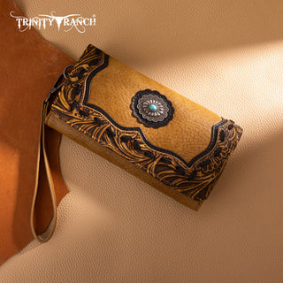 Trinity Ranch Light Brown Concho Tote and Wallet Set