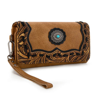 Trinity Ranch Light Brown Concho Tote and Wallet Set