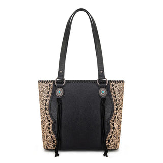 Trinity Ranch Black Concho Tote and Wallet Set