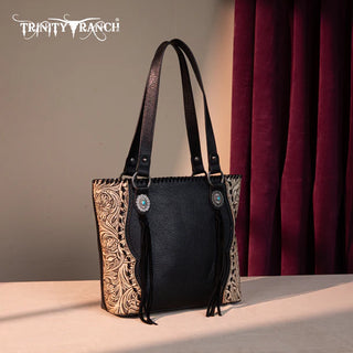 Trinity Ranch Black Concho Tote and Wallet Set