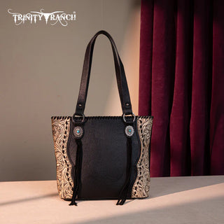 Trinity Ranch Black Concho Tote and Wallet Set