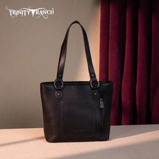 Trinity Ranch Black Concho Tote and Wallet Set
