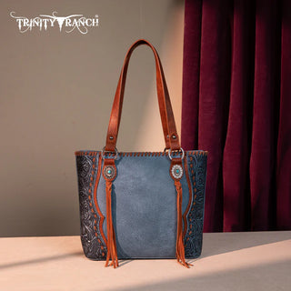 Trinity Ranch Blue Concho Tote and Wallet Set