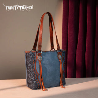 Trinity Ranch Blue Concho Tote and Wallet Set