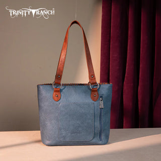 Trinity Ranch Blue Concho Tote and Wallet Set