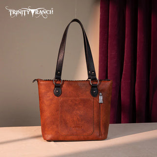Trinity Ranch Brown Concho Tote and Wallet Set