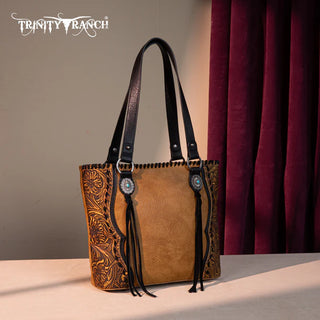 Trinity Ranch Light Brown Concho Tote and Wallet Set