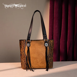 Trinity Ranch Light Brown Concho Tote and Wallet Set