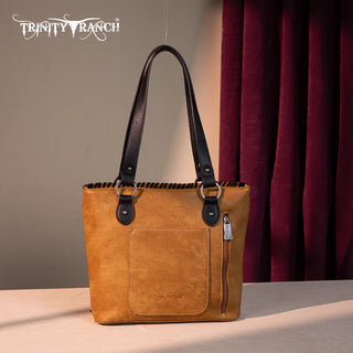 Trinity Ranch Light Brown Concho Tote and Wallet Set