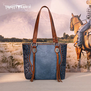 Trinity Ranch Blue Concho Tote and Wallet Set