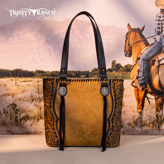 Trinity Ranch Light Brown Concho Tote and Wallet Set