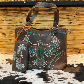 Thunderbird Trail Western Tote – Turquoise Statement Handbag