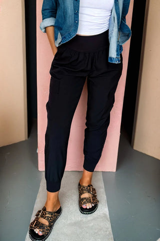 Town Line Black Pull-On Pants