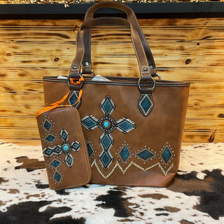 Turquoise Cross Western Tote – Faith Inspired Handbag
