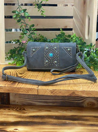 Turquoise Mesa Studded Crossbody Wallet