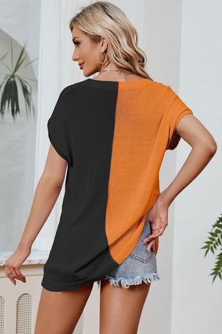 Back of Two-Tone Outlaw Knit Top