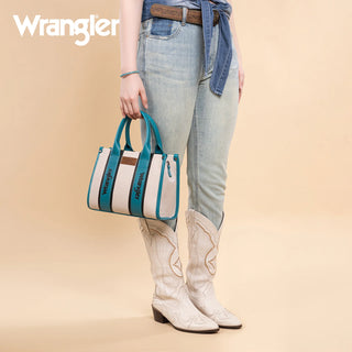 Wrangler Color Block Tote/Crossbody & Wallet Set – Turquoise and Tan