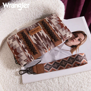 Wrangler Southwestern Brown Pattern Crossbody and Wallet Set