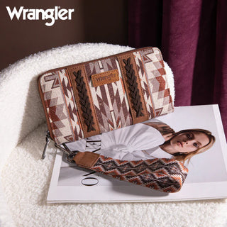 Wrangler Southwestern Brown Pattern Crossbody and Wallet Set
