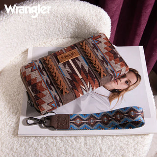 Wrangler Southwestern Coffee Pattern Crossbody and Wallet Set