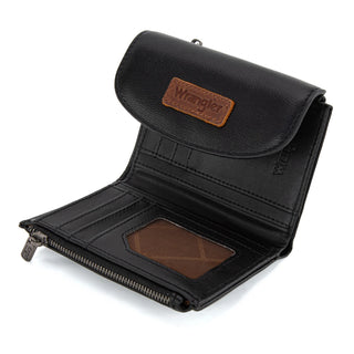 Wrangler Aztec Print Crossbody & Tri-Fold Wallet Set – Black