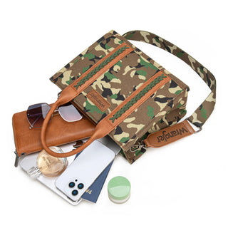 Wrangler Camo Print Tote/Crossbody & Dual Pouch Wristlet Set – Green