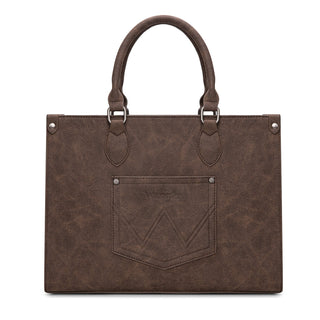 Wrangler Leopard Print Wide Tote/Crossbody & Dual Pouch Wristlet Set – Coffee