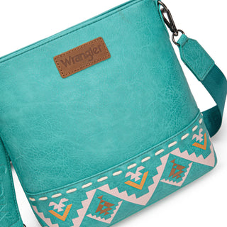 Wrangler Aztec Print Crossbody & Tri-Fold Wallet Set – Turquoise