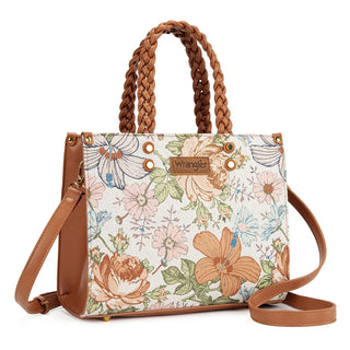 Wrangler Brown Floral Print Braided Tote Bag